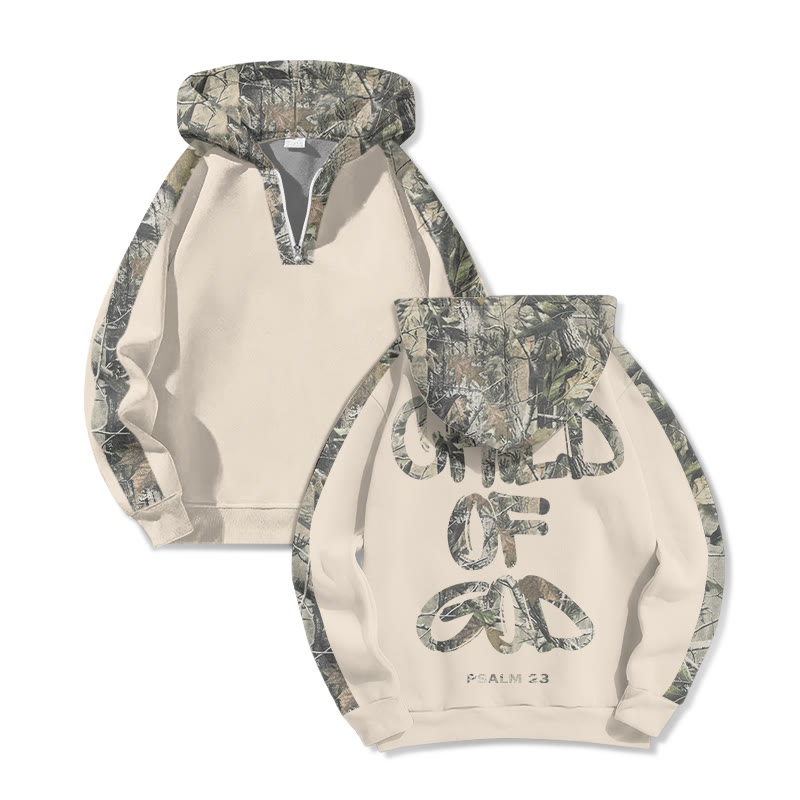 Child Of God Dead Leaves Camouflage Print Half Zip Hoodie - Apricot - US32-34(5XL) - image 5
