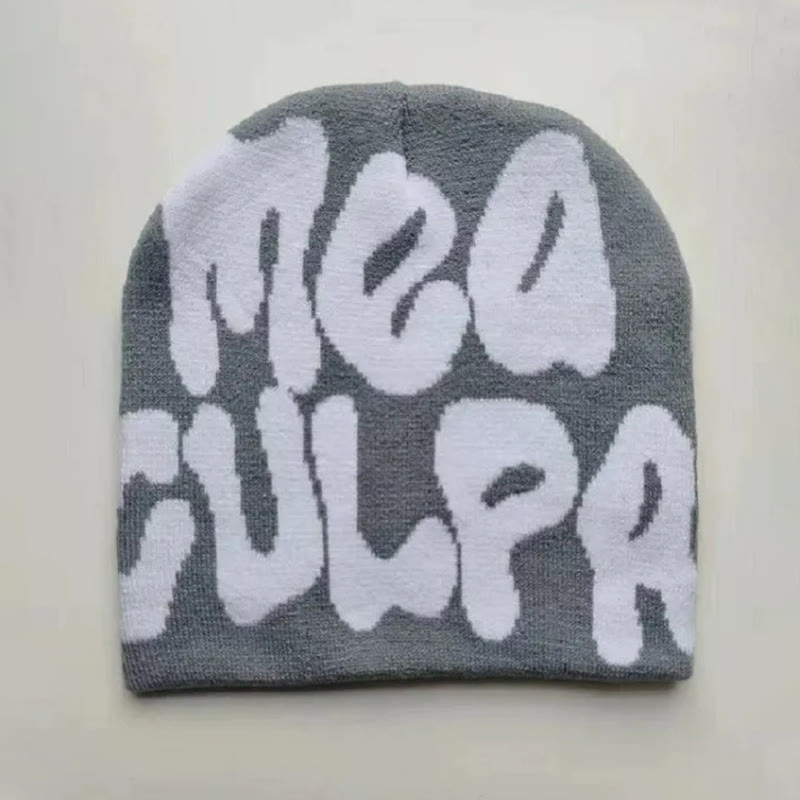 Mea Culpa Pattern Knit Hat - Grey - one size - image 13