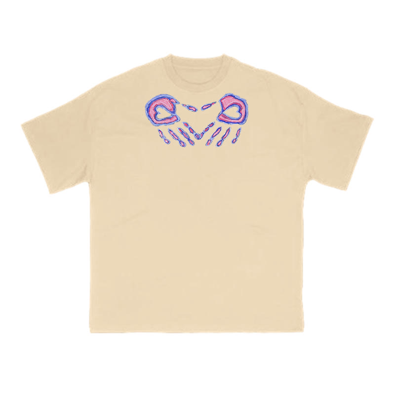Gradient Fingers Forming A Heart Print T-shirt - Apricot - US16-18(2XL) - image 5