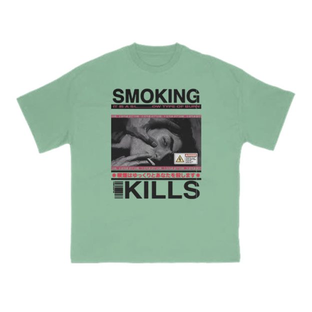 Smoking Kills Retro Manga Style Men Graphic Print T-Shirt - Light Green - US16-18(2XL) - image 11