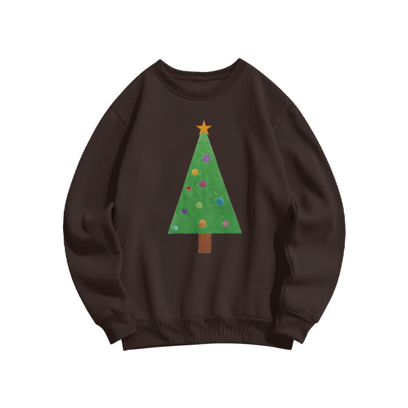 Casual Christmas Tree Graphic Round Neck Sweatshirt - Coffee - US16-18(2XL) - image 4