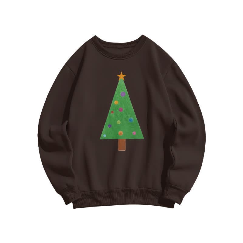 Casual Christmas Tree Graphic Round Neck Sweatshirt - Coffee - US16-18(2XL) - image 4