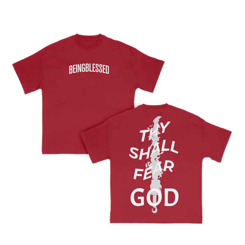 Unisex 100% Cotton Thy Shall Fear God Print T-shirt - Red - US16-18(2XL) - image 14