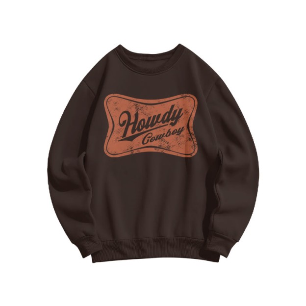 Howdy Cowboy Print Sweatshirt - Coffee - US16-18(2XL) - image 5