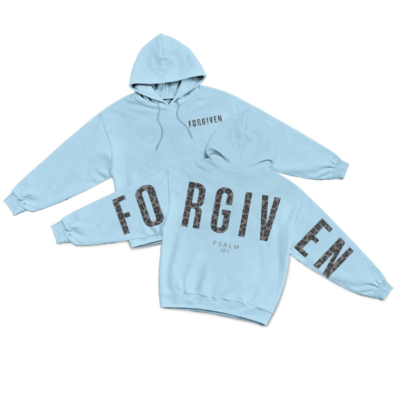 Leopard Design Forgiven Psalm 32:1 Print Hoodie - Blue - US16-18(2XL) - image 6