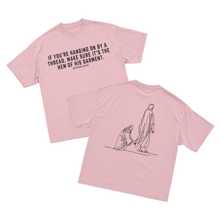 Minimal Sketch Faith Inspired Short Sleeve Streetwear T-Shirt - Pink - US16-18(2XL) - image 5