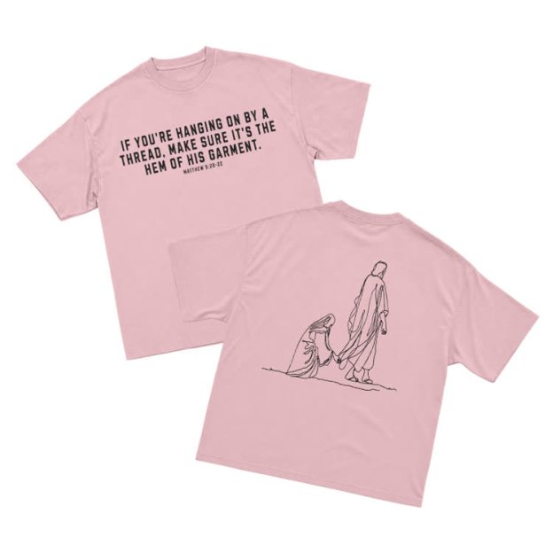 Minimal Sketch Faith Inspired Short Sleeve Streetwear T-Shirt - Pink - US16-18(2XL) - image 5