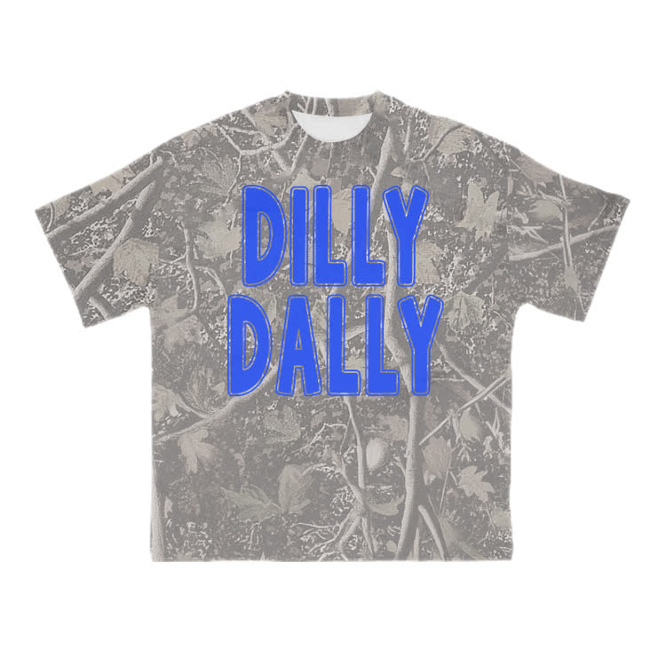 DILLY DALLY Graphic Oversized Cotton T-Shirt - Olive Green - US28-30(4XL) - image 3
