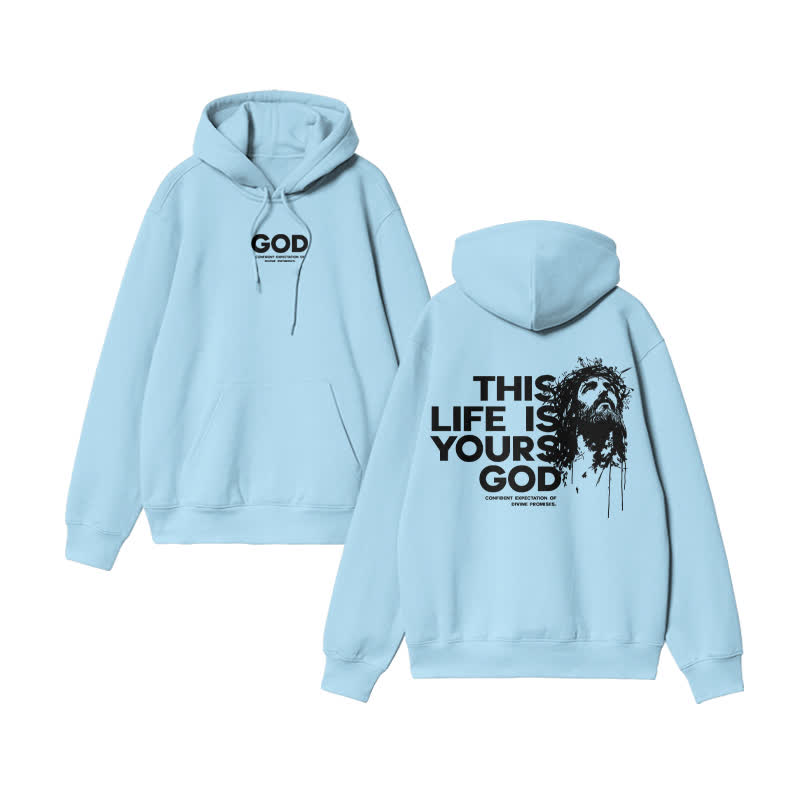 Unisex 100% Cotton This Life Is Yours God Design Print Hoodie - Blue - US16-18(2XL) - image 7