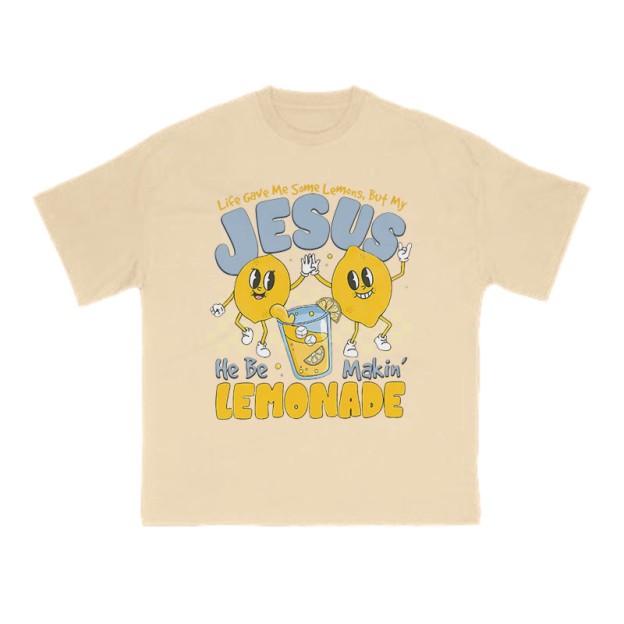 Unisex Life Gave Me Some Lemons Print T-shirt - Apricot - US16-18(2XL) - image 6