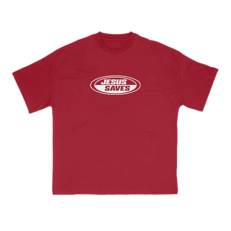 Jesus Saves Vintage Print T-shirt - Red - US16-18(2XL) - image 13