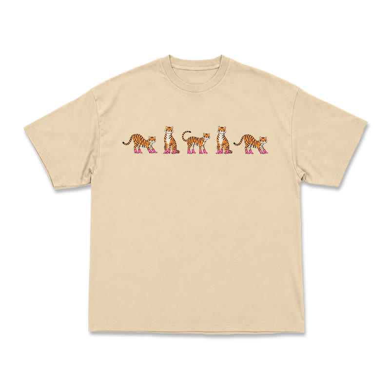 Lavender Mini Tiger Print Relaxed Fit Short Sleeve T-Shirt - Apricot - US16-18(2XL) - image 4