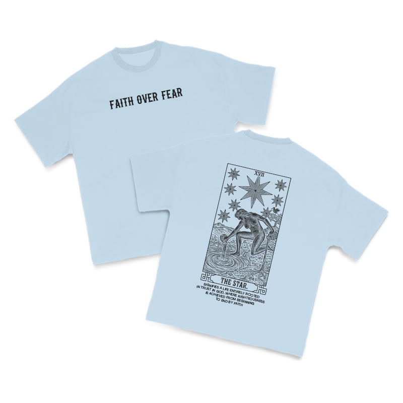 Faith Over Fear Tarot The Star Print T-shirt - Light Blue - US16-18(2XL) - image 12