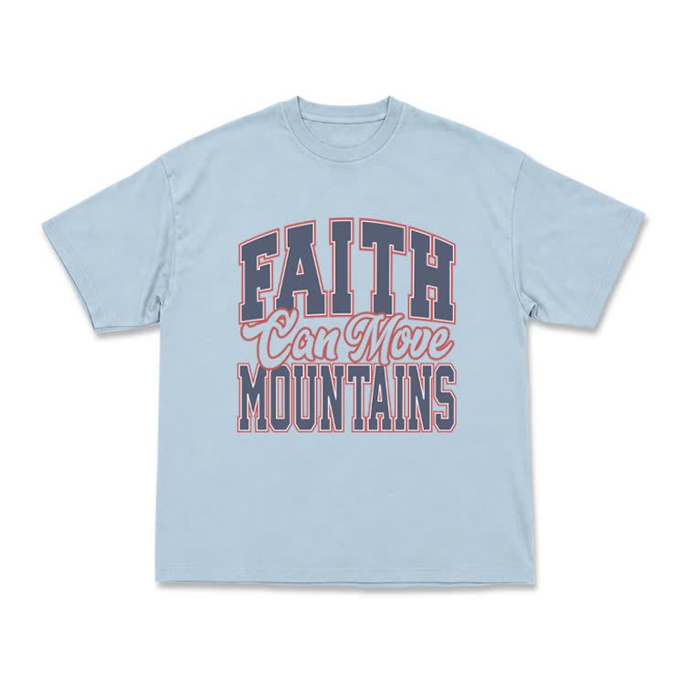 Vintage Classic Faith Can Move Mountains T-Shirt - Light Blue - US16-18(2XL) - image 5