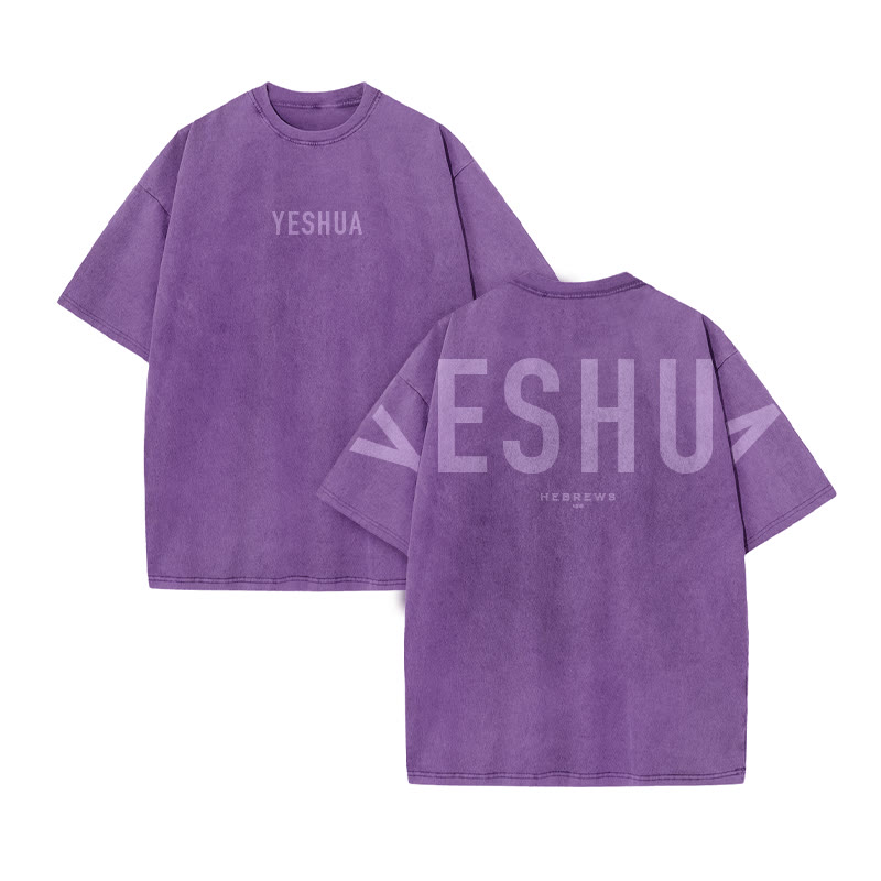 Yeshua Hebrews 13:8 Print Acid Washed T-shirt - Purple - US20-22(3XL) - image 10