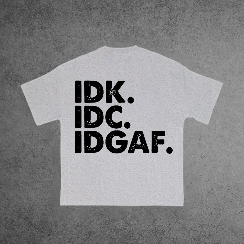 Gym 100% Cotton IDK. IDC. IDGAF. Print T-shirt - Grey - US16-18(2XL) - image 6