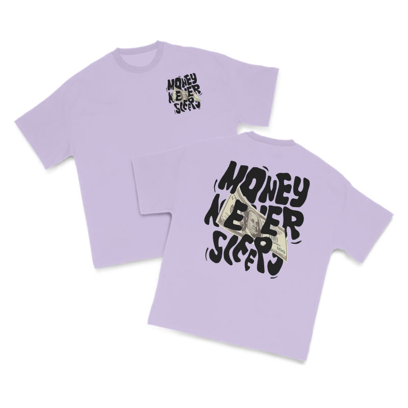 Money Never Sleeps Print T-shirt - Purple - US16-18(2XL) - image 9