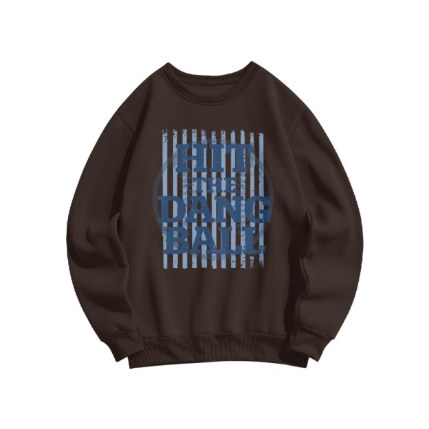 Hit The Dang Ball Print Sweatshirt - Coffee - US16-18(2XL) - image 5