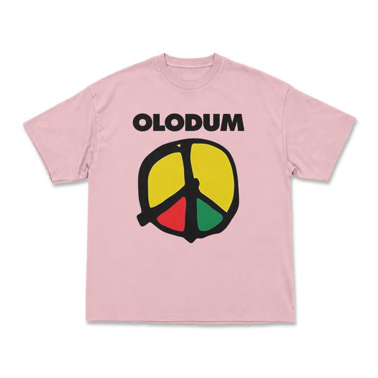 OLODUM Peace Graphic Relaxed Crew Neck T Shirt - Pink - US16-18(2XL) - image 7