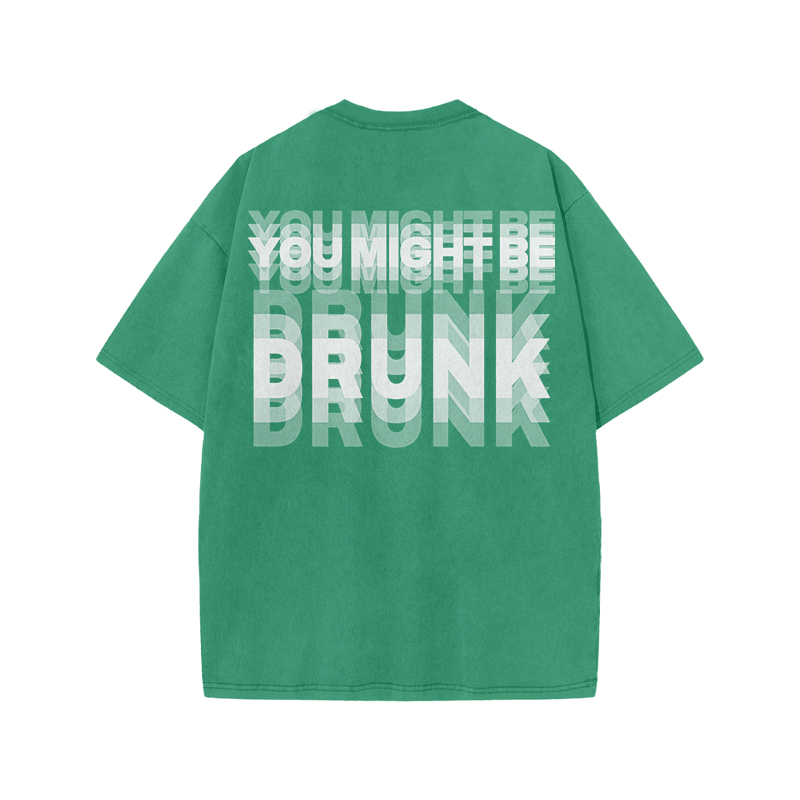 You Might Be Drunk Glitch Effect Print Acid Washed T-shirt - Green - US20-22(3XL) - image 6