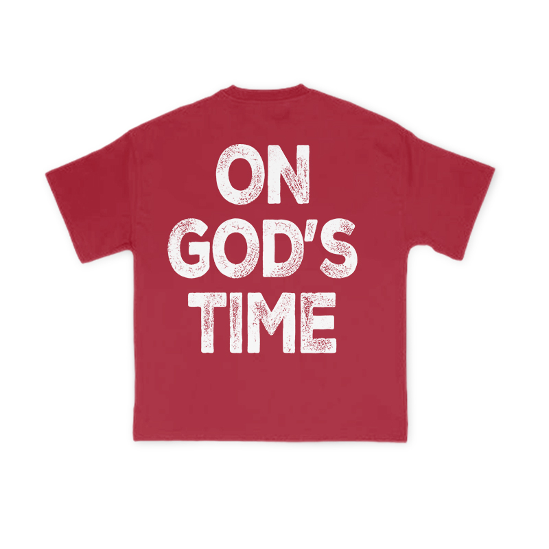 On God's Time Print T-shirt - Red - US16-18(2XL) - image 14