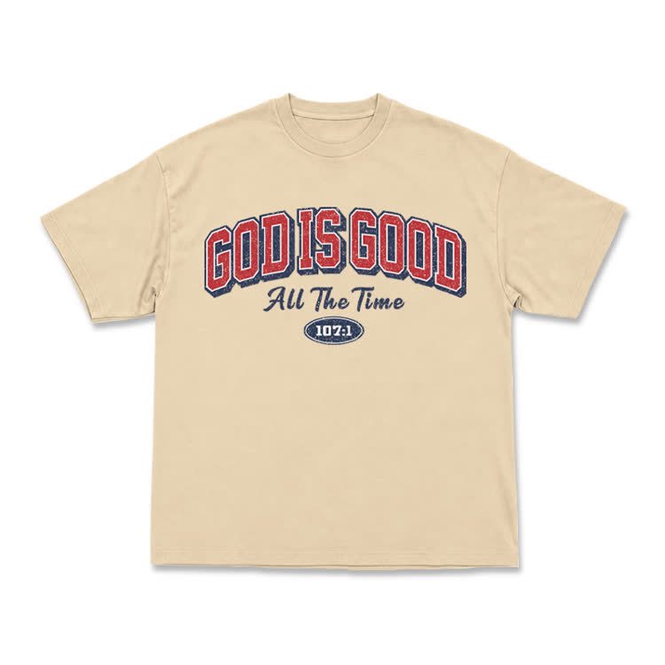 Classic Faith Letter God Is Good Graphic T-Shirt - Apricot - US16-18(2XL) - image 4