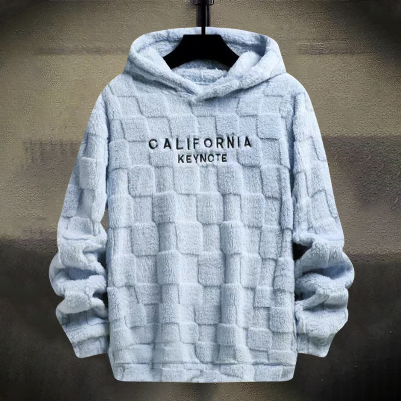 Casual Check Furry California Embroidered Hoodie