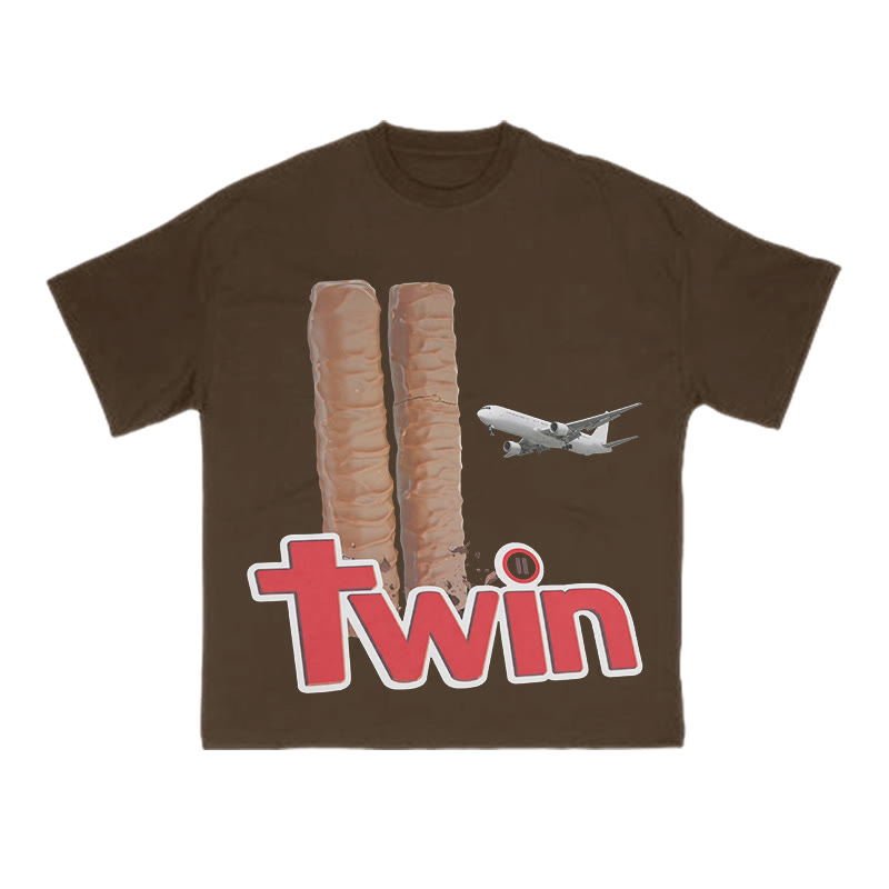 The Plane Crashing Into The Chocolate Bars Print T-shirt - Coffee - US16-18(2XL) - image 6