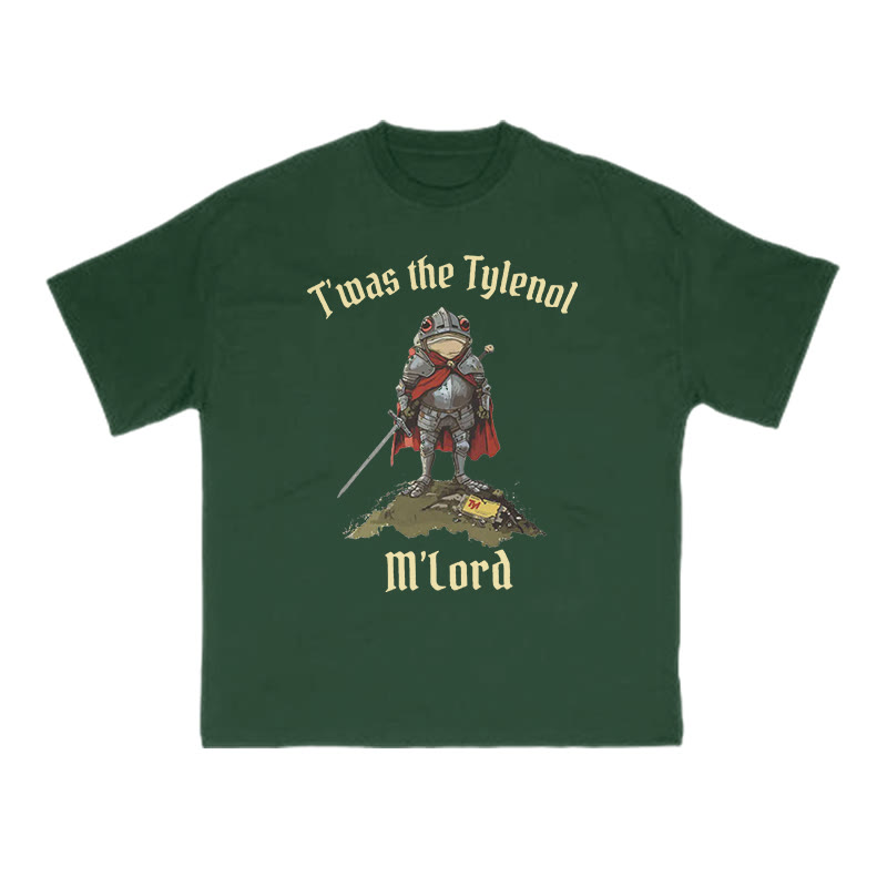 Unisex T'was The Tylenol M'lord Knight Frog Print T-shirt - Green - US16-18(2XL) - image 8