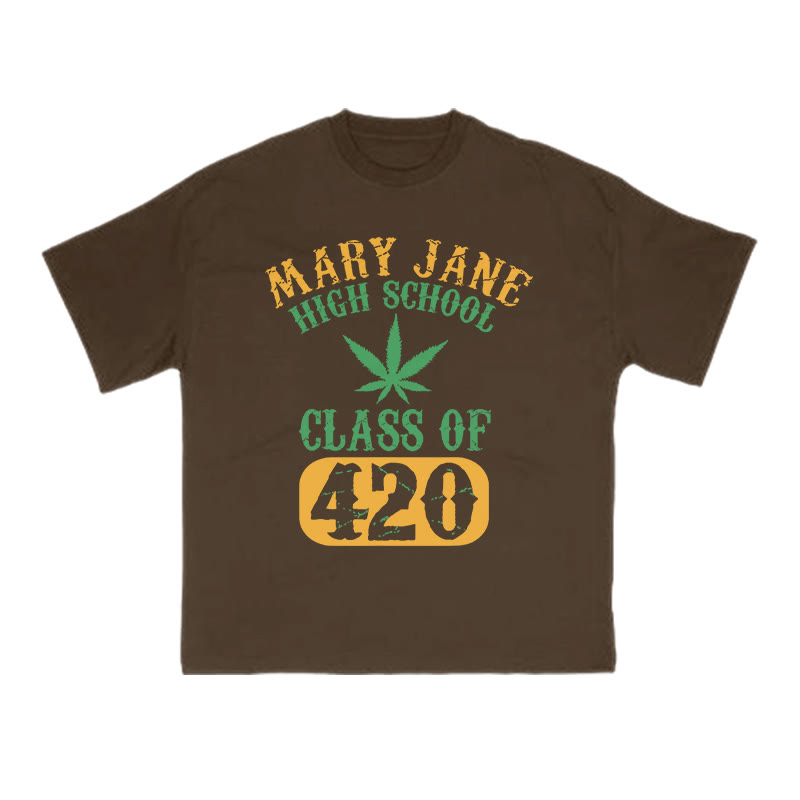 Mary Jane High School Class Of 420 Print T-shirt - Coffee - US16-18(2XL) - image 6