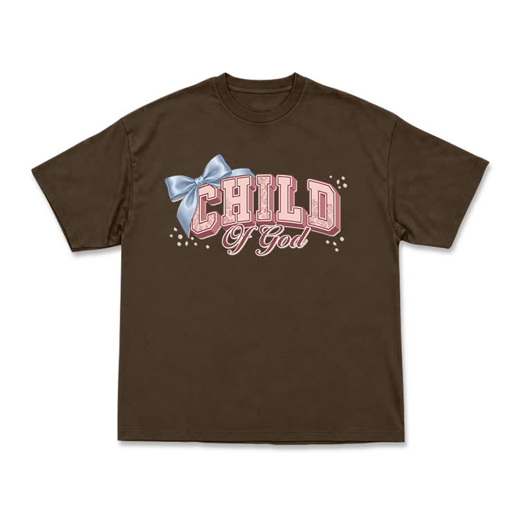 Casual Child Of God Bow Graphic T-Shirt - Coffee - US16-18(2XL) - image 7