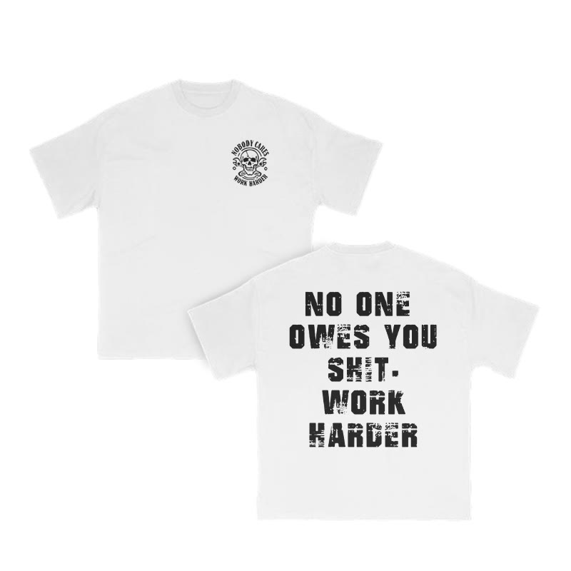 Unisex Work Harder Print T-shirt - White - US16-18(2XL) - image 3