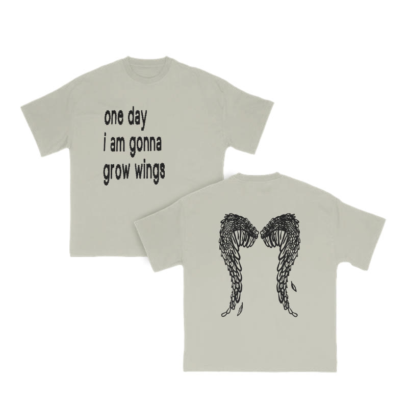 Unisex One Day I Am Gonna Grow Wings Print T-shirt - Warm Grey - US16-18(2XL) - image 5