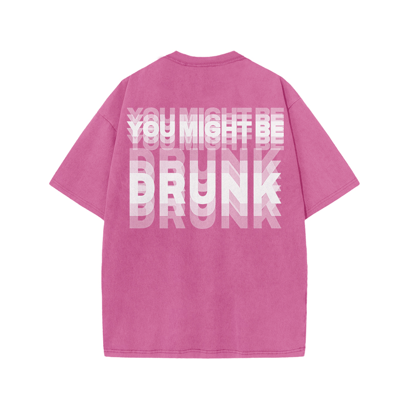 You Might Be Drunk Glitch Effect Print Acid Washed T-shirt - Pink - US20-22(3XL) - image 9