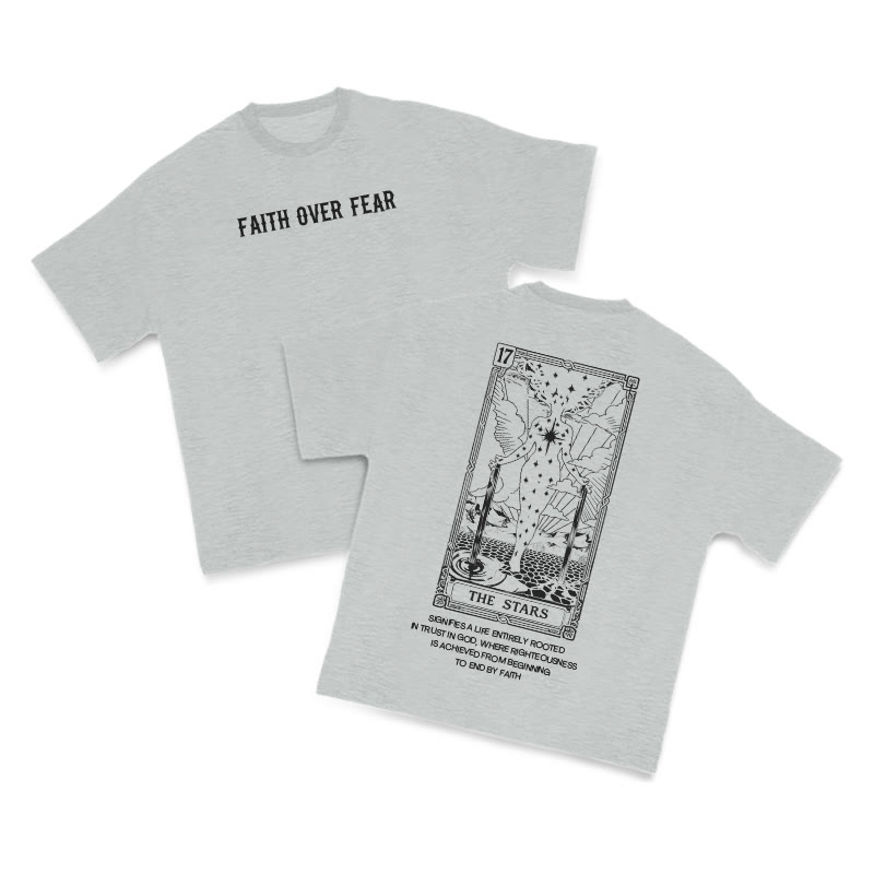 Faith Over Fear Tarot 17 The Star Print T-shirt - Grey - US16-18(2XL) - image 3