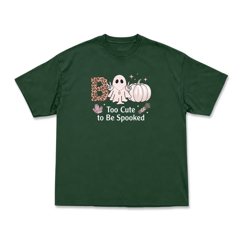 Relaxed Fit Halloween Ghost Pumpkin Illustration T-Shirt - Green - US16-18(2XL) - image 12