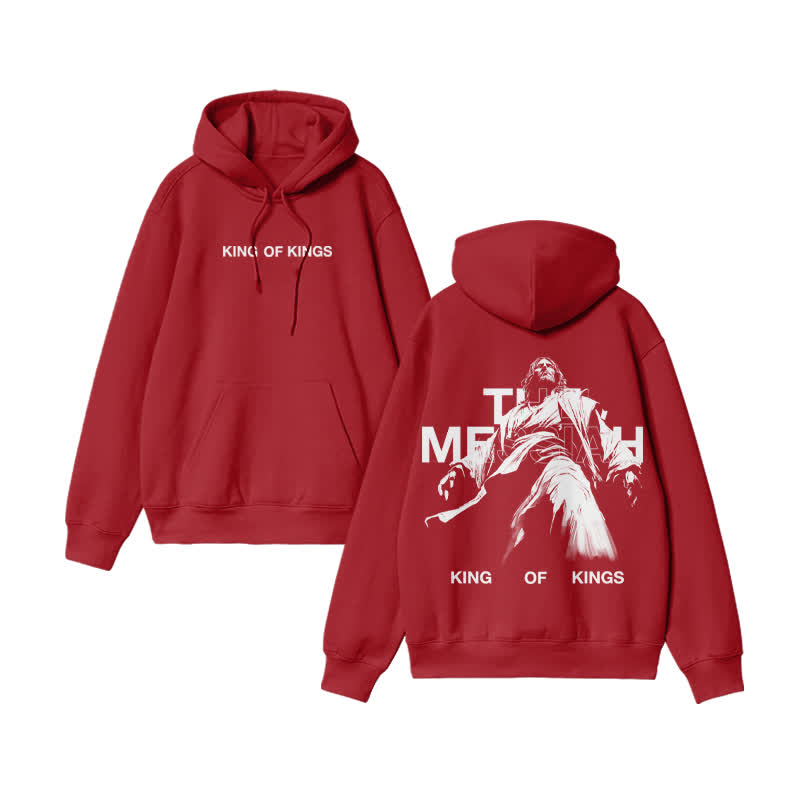 Unisex 100% Cotton Jesus Is King Of Kings Print hoodie - Red - US16-18(2XL) - image 8