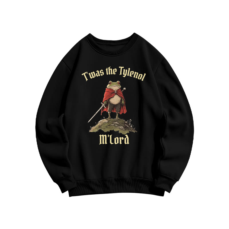 Unisex T'was The Tylenol M'lord Red Cloak Frog Print Sweatshirt - Black - US16-18(2XL) - image 5