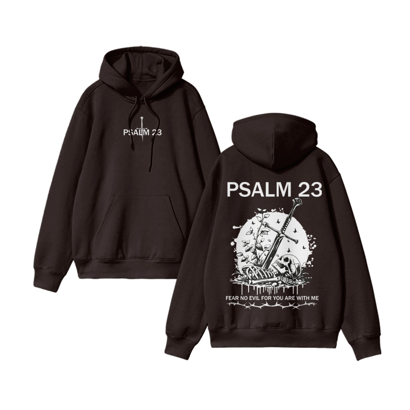 Unisex Psalm 23 Print Hoodie - Coffee - US16-18(2XL) - image 6