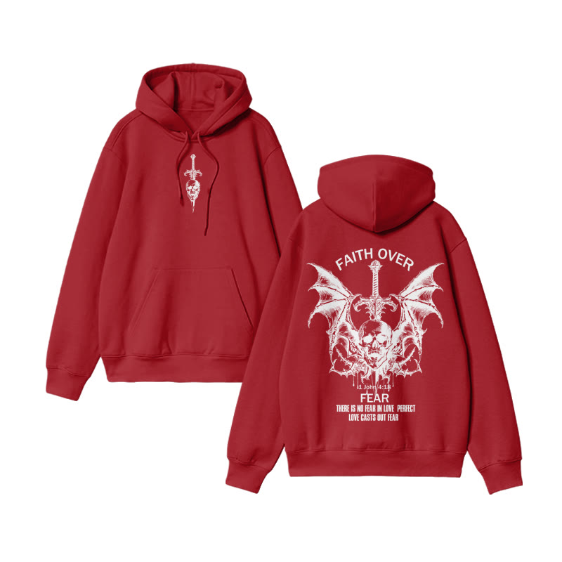 Unisex 100% Cotton Faith Over Fear  Design Print Hoodie - Red - US16-18(2XL) - image 8