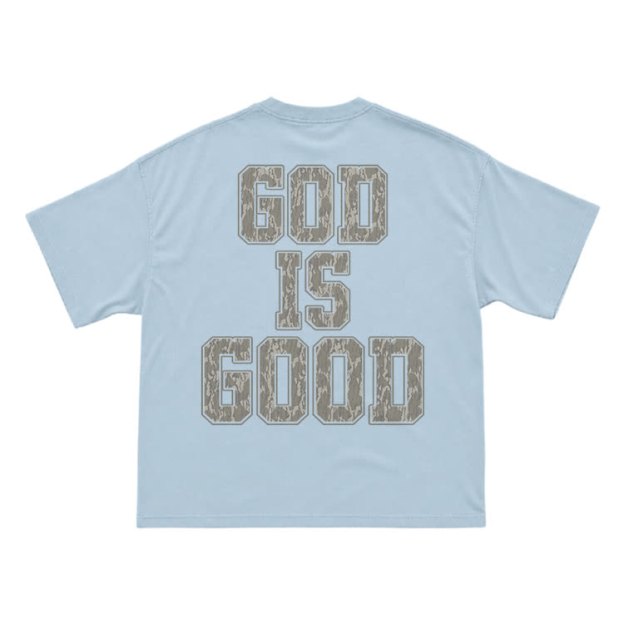 Classic God Is Good Back Graphic T-Shirt - Light Blue - US16-18(2XL) - image 10