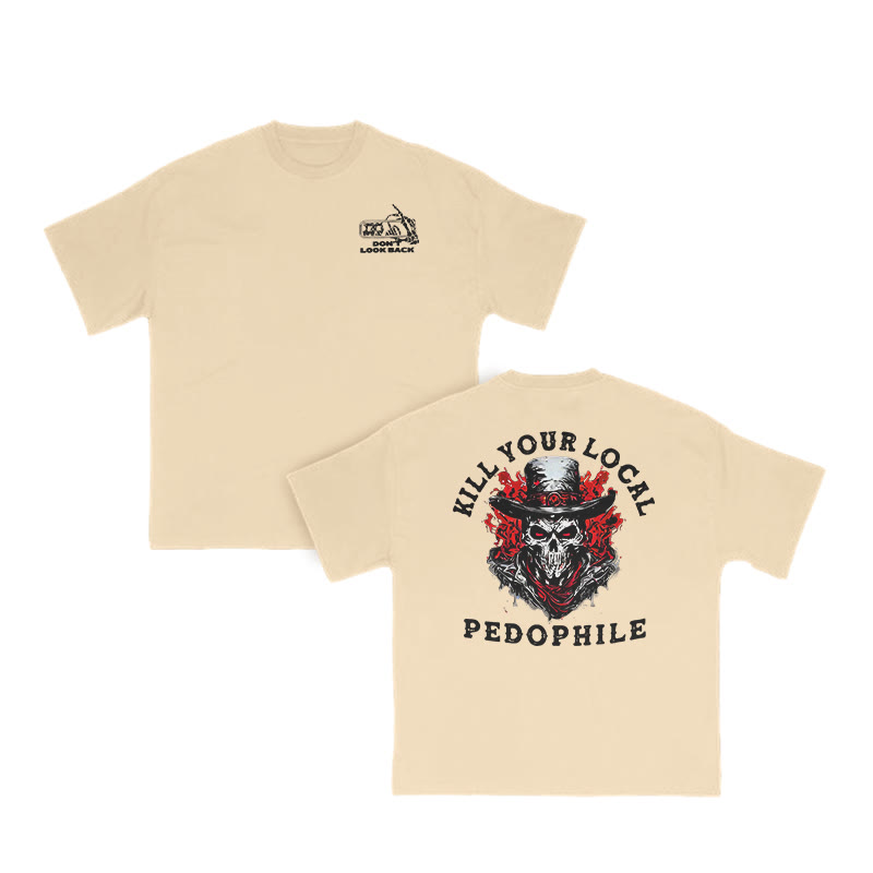Kill Your Local Pedophile Skull Print T-shirt - Apricot - US16-18(2XL) - image 6