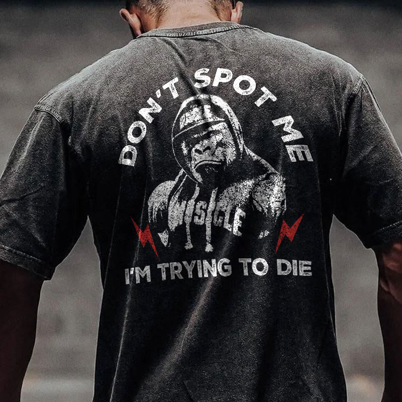 100% Cotton Don't Spot Me Gym Print Acid Washed T-shirt - image 3