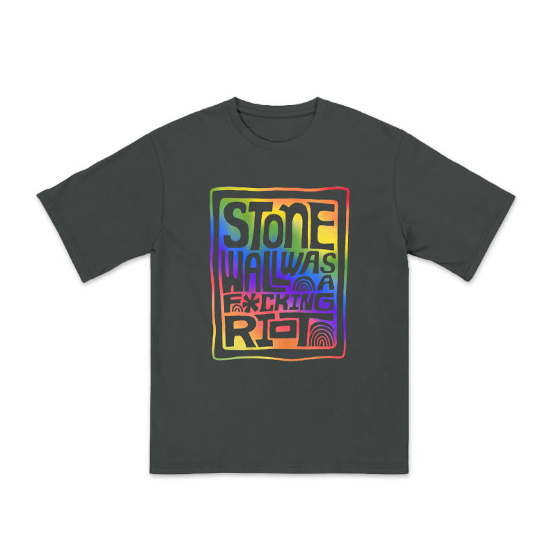 Unisex 100% Cotton Stonewall Rainbow Ombre Print Pride Month T-shirt - Grey - US20-22(3XL) - image 3