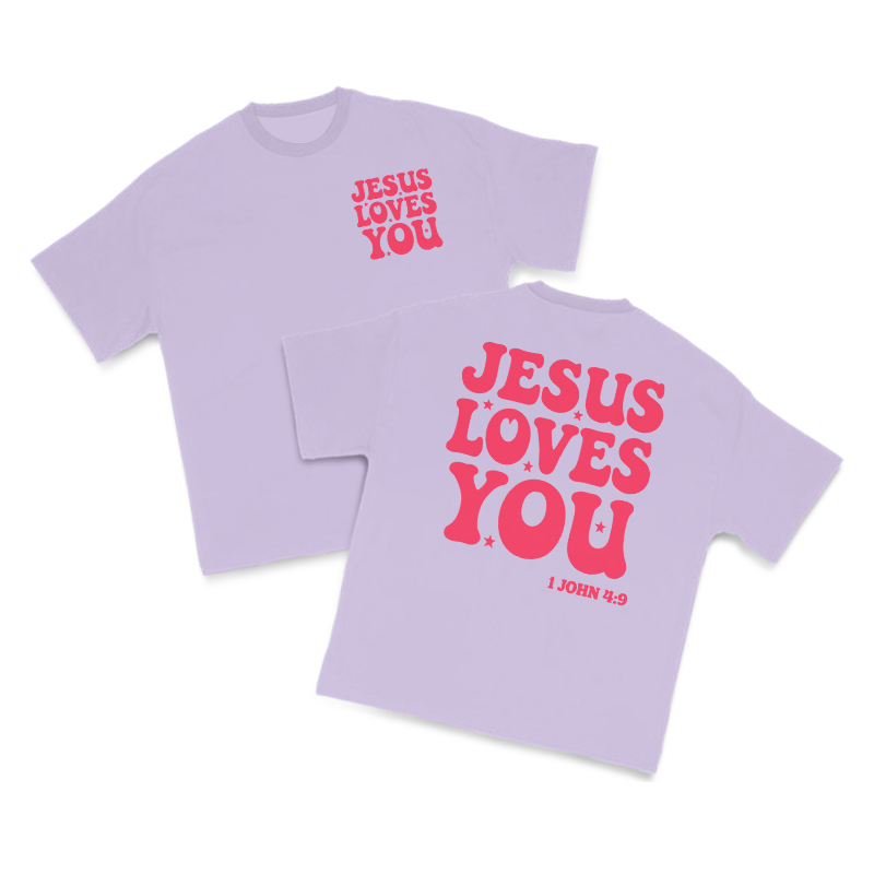 Jesus Loves You 1 John 4:9 Print T-shirt - Purple - US16-18(2XL) - image 13