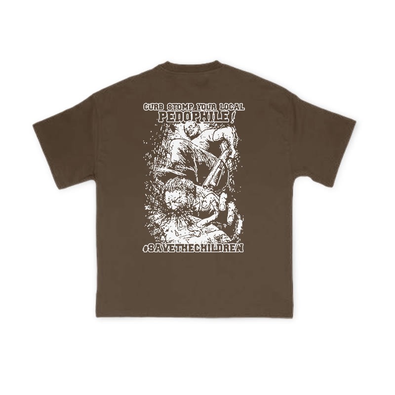 Curb Stump Your Local Pedophile Print T-shirt - Coffee - US16-18(2XL) - image 6