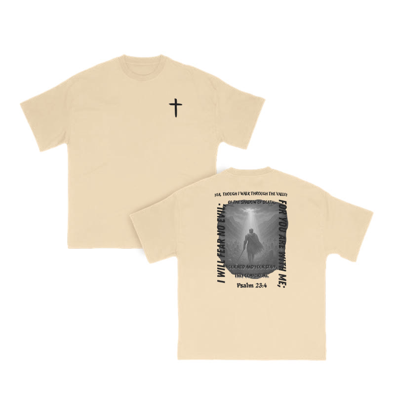 I Will Fear No Evil For You Are With Me Psalm 23:4 Print T-shirt - Apricot - US16-18(2XL) - image 6