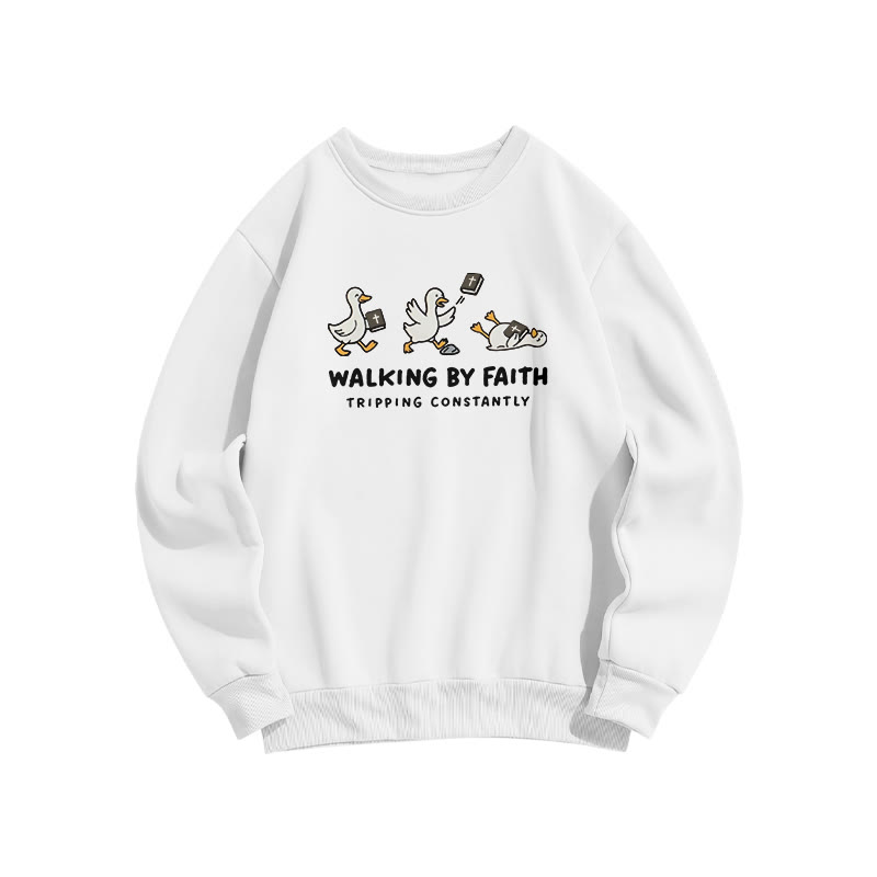 Unisex Walking By Faith Tripping Constantly Bible Print Sweatshirt - White - US16-18(2XL) - image 3