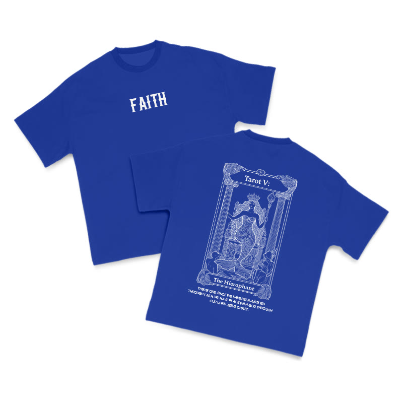 Faith Tarot The Hierophant Print T-shirt - Blue - US16-18(2XL) - image 11