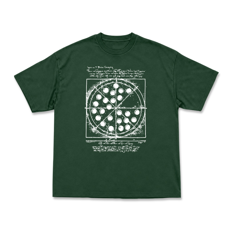 Heritage Sketch Print Ribbed Street Style T-Shirt - Green - US16-18(2XL) - image 8